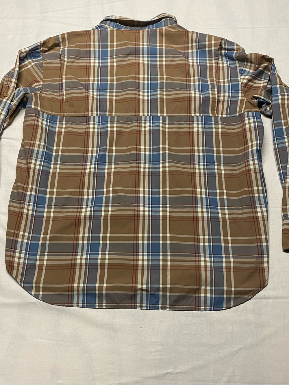 Columbia Brown and Blue Plaid Long Sleeve Shirt - Picture 5 of 5
